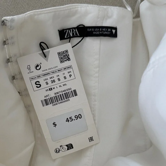 Zara Cream Strapless Ruched Satin Bustier Top - Picture 3 of 3